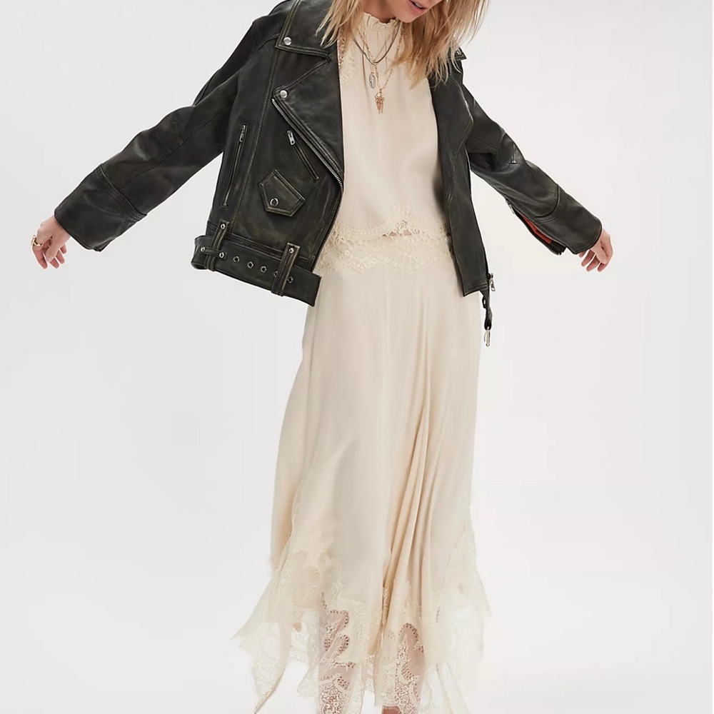 Free People Dark Leather Jacket